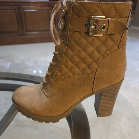 COPY - G by Guess Tan Lace Up Boots with Classic Combat Style - Picture 5 of 11